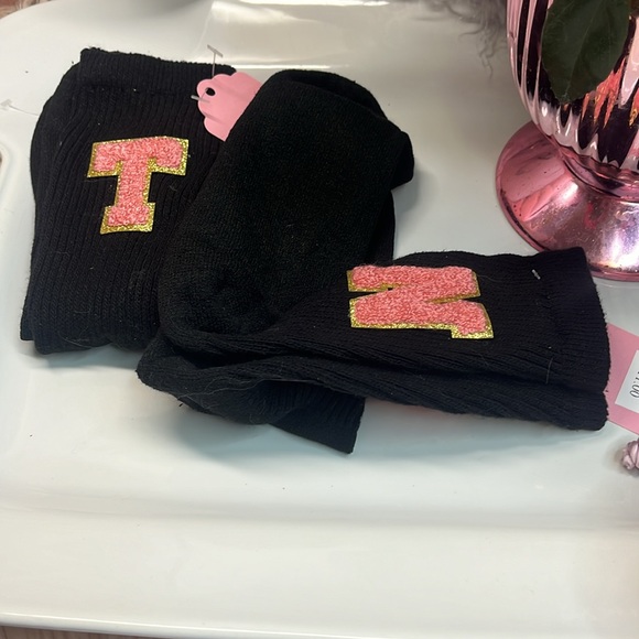 WOMENS BLACK VARSITY LETTER SOCKS - Picture 2 of 3